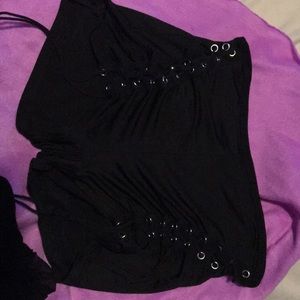 Black sexy booty shorts with eyelet holes